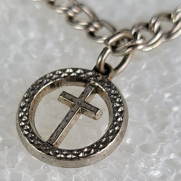 Vintage QGI Italy 925 Sterling Silver Cross Flip Flops Charm Chain Bracelet 7 in - Picture 3 of 10